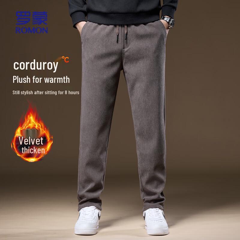 Romon Men's Thick Corduroy Straight-Leg Casual Pants