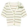 Women's Hollow Striped V-Neck Knit Short Sleeve Cardigan