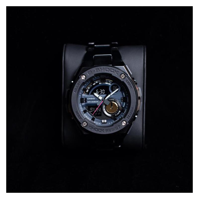 Casio G-STEEL Series-Disc Dual Display Sports Waterproof and Shockproof LED Lighting Quartz Movement Resin Strap Japanese and Korean GST-200RBG-1ER