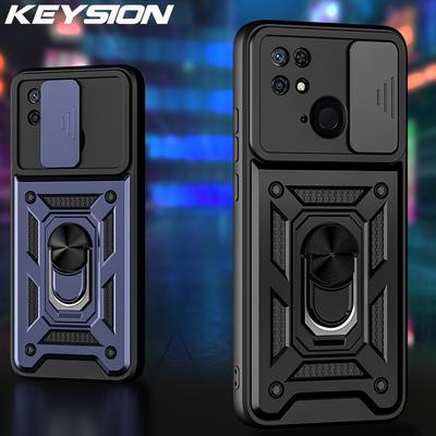 KEYSION Xiaomi Redmi 10 2022 için Redmi 10C 10A İtme Çekme Kamera Koruma Telefon Kapağı için Darbeye Dayanıklı Kılıf