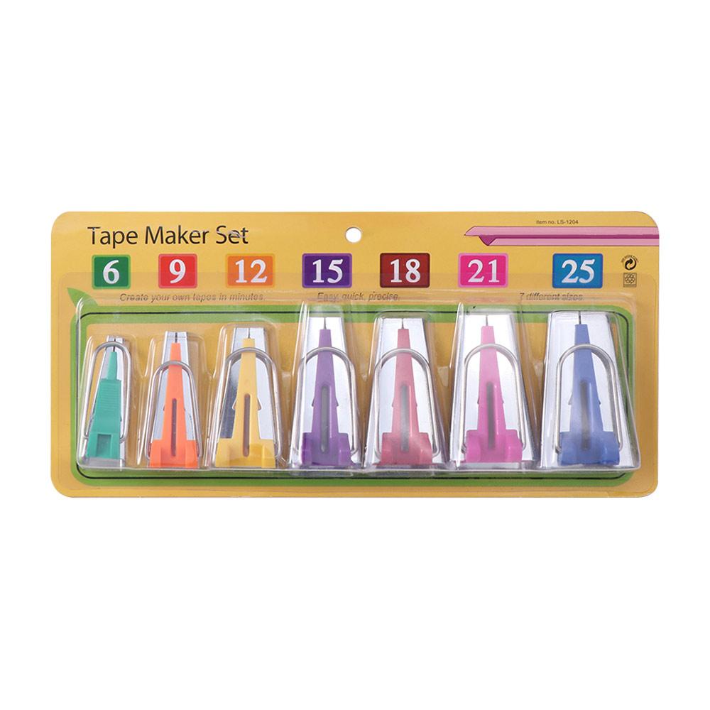 3/4/5/6/7Pcs 7 Sizes Bias Tape Maker Set Non-Slip Versatile Size Range Bias Binding Tape Making Tool with Edge Binding Roller