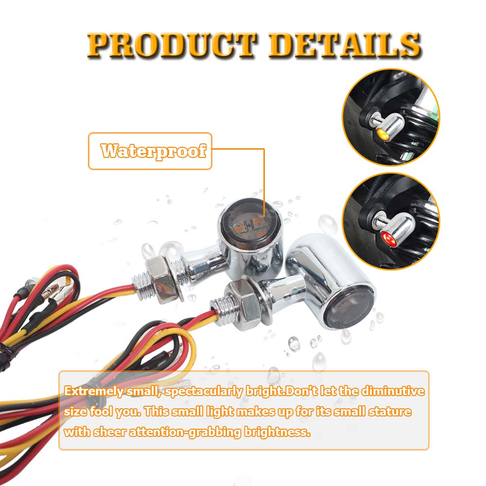8mm Motorcycle Accessories LED Turn Signal Light Bullet Indicator Amber Flashing Lamp For Harley Kawasaki Yamaha Clignotants Led