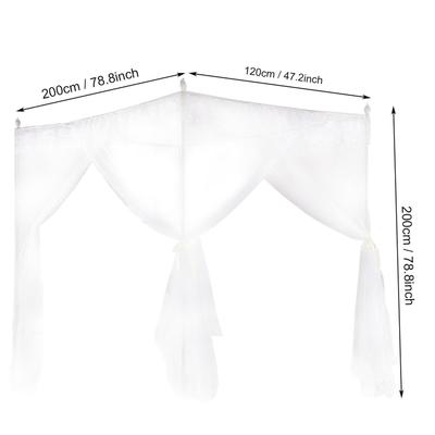 Luxury Princess Three Side Openings Post Bed Curtain Canopy Netting Mosquito Net Bedding (S)