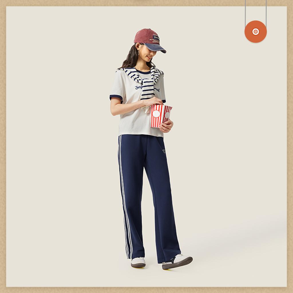 Li Ning Sports Trend Series Comfortable Simple Versatile Letter Straight Leg Casual Pants Women bottoms AKLV356-3