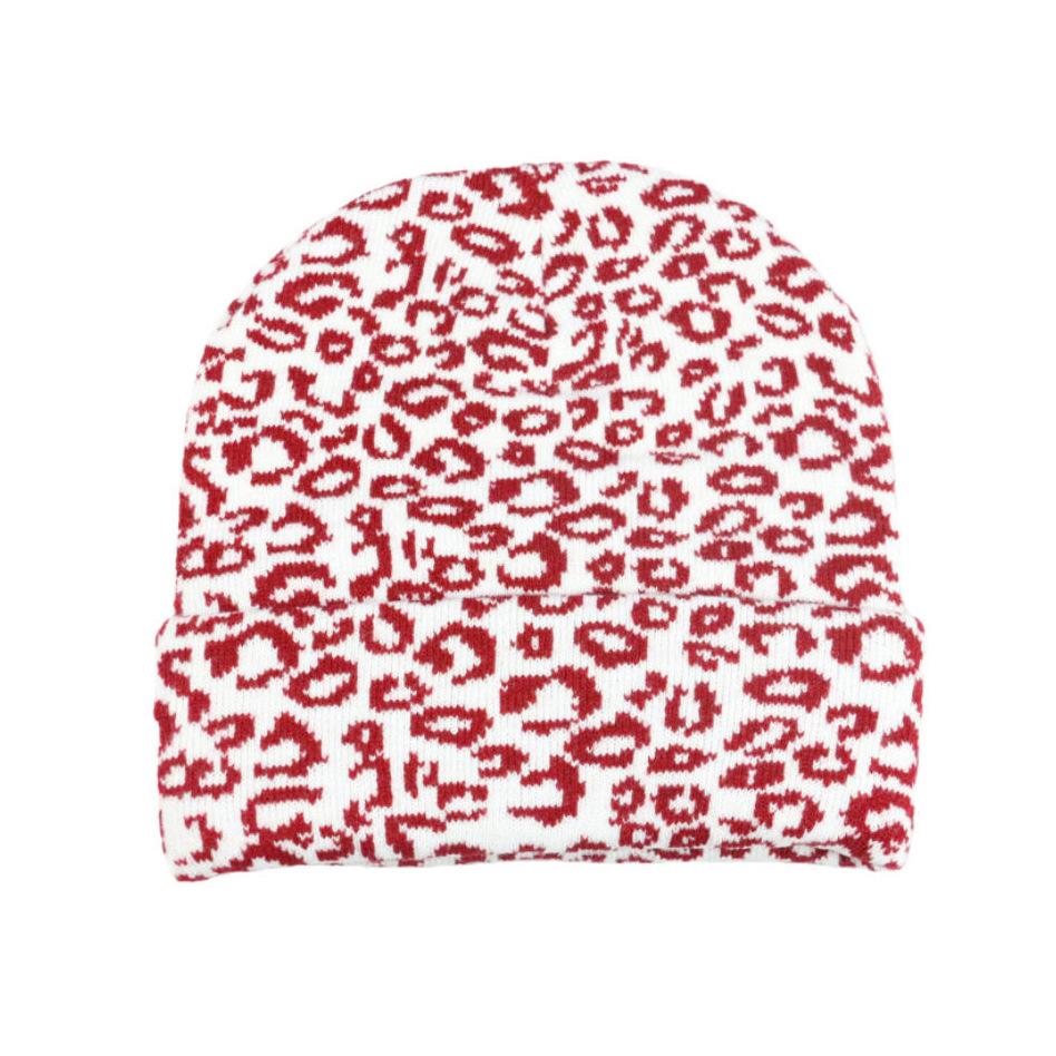 Autumn and winter new leopard print knitted hat thickened warm wool hat unisex cold warm cold hat multi-color