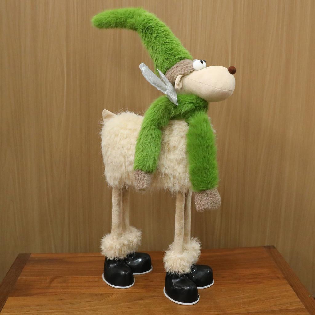 Christmas Decor Plush Doll With Green Scarf For Holiday Window Display