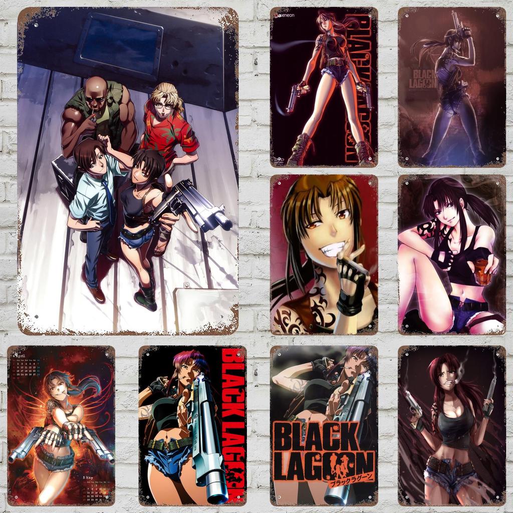 revy black lagoon Funny Bar Metal Sign Retro Plaque Sign Alcohol Drinker Pub Club Man Cave Kitchen Wall Decoration