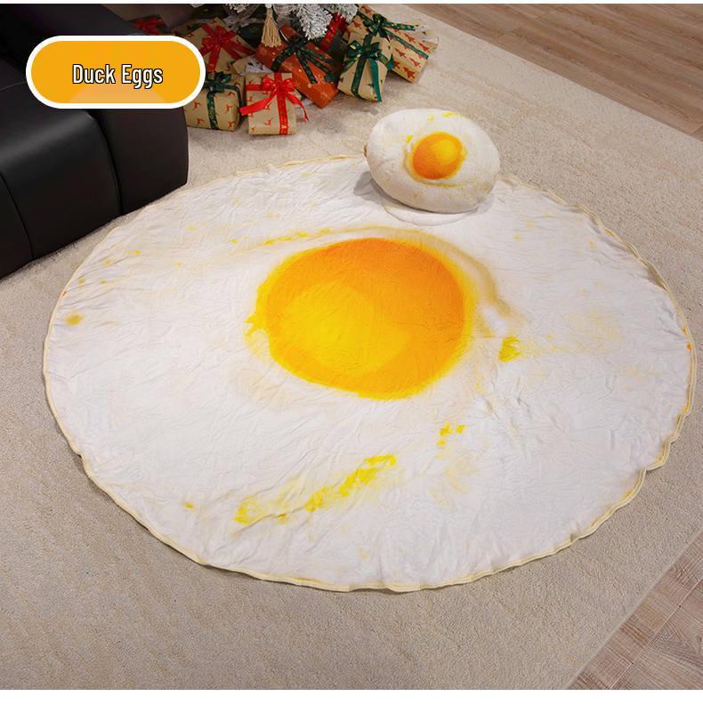 Cartoon Cabbage Watermelon Duck Egg 2-in-1 Flannel Hug Pillow & Nap Blanket