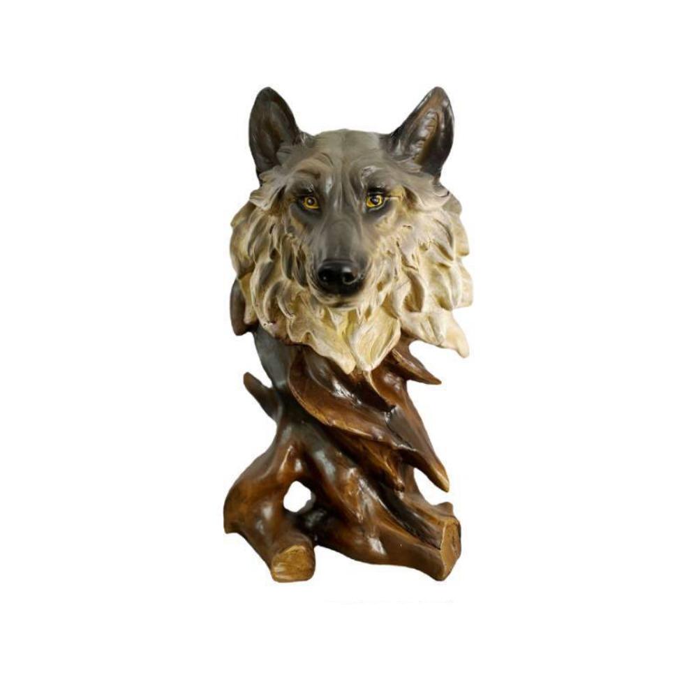 Luxury Simulation Animal Statue Retro Miniatures Figurine Sculpture Tiger Lion Head Ornament  Prop