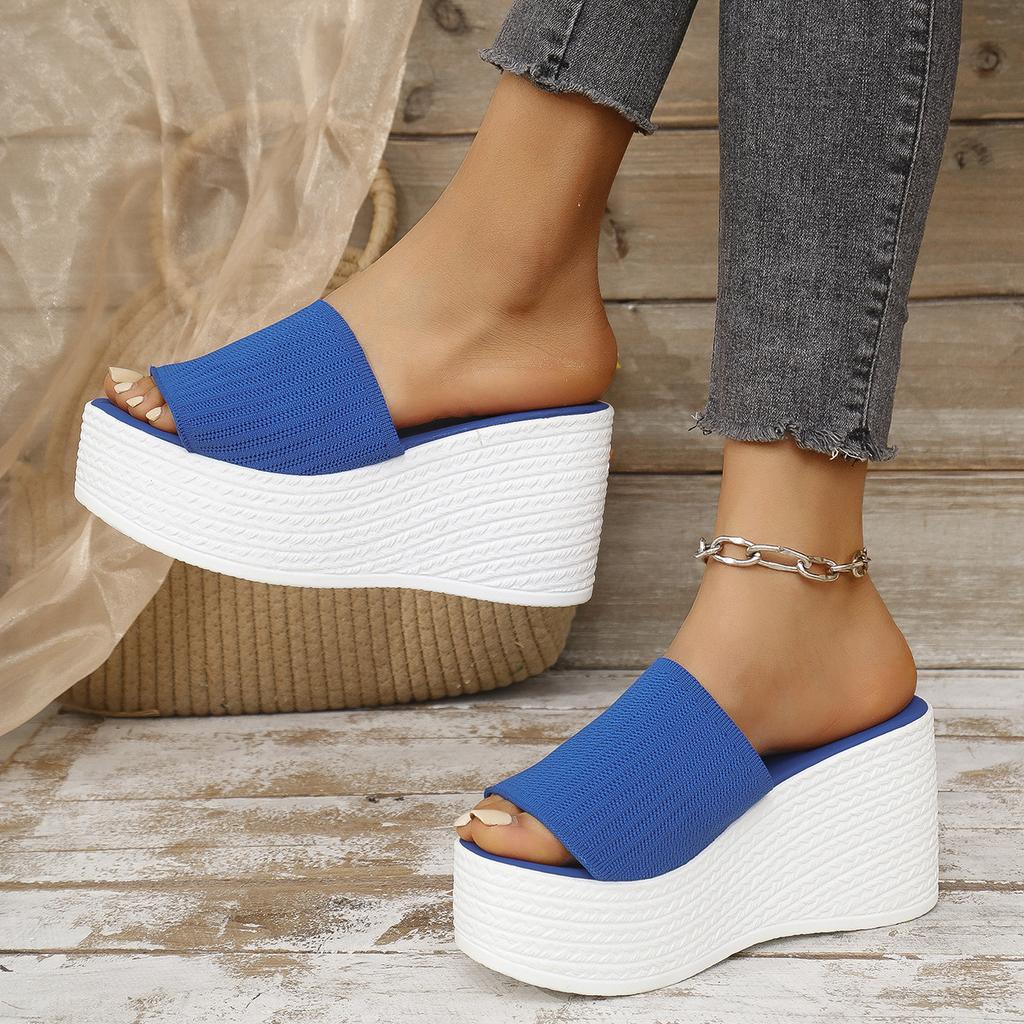 Women's Wide Width Slippers 2025 Fashion Thick Sole Platform Slide Sandals with Fish Mouth Design