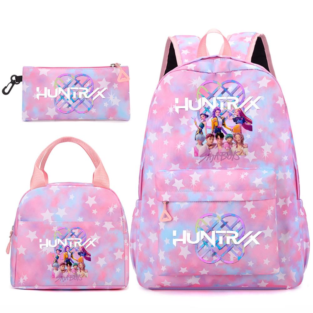 Set 3 piese/set Anime Desene animate Kpop Imprimate Rucsac Geantă de mână Etui pentru creioane pentru Adolescent Student Fată Băiat Ghiozdan Copil Ghiozdan Capacitate Mare Geantă de călătorie Cadou