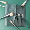Makeup Brush Bag 14 Compartments Large Capacity Waterproof Moisture-proof Shockproof Brushes Storage Leather Cosmetic Brush Belt Strap Pouch