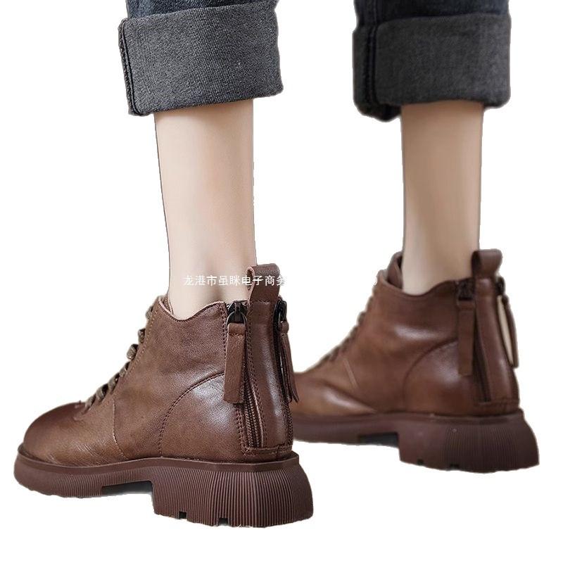 Brown British Martin Boots Women's 2025 Autumn New Short Women's Boots Casual Versatile Retro Short Boots Adult