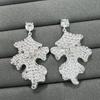 Light Luxury Unique Leaf Cubic Zirconia Stud Earrings Shiny Delicate Women Party Jewelry Gift