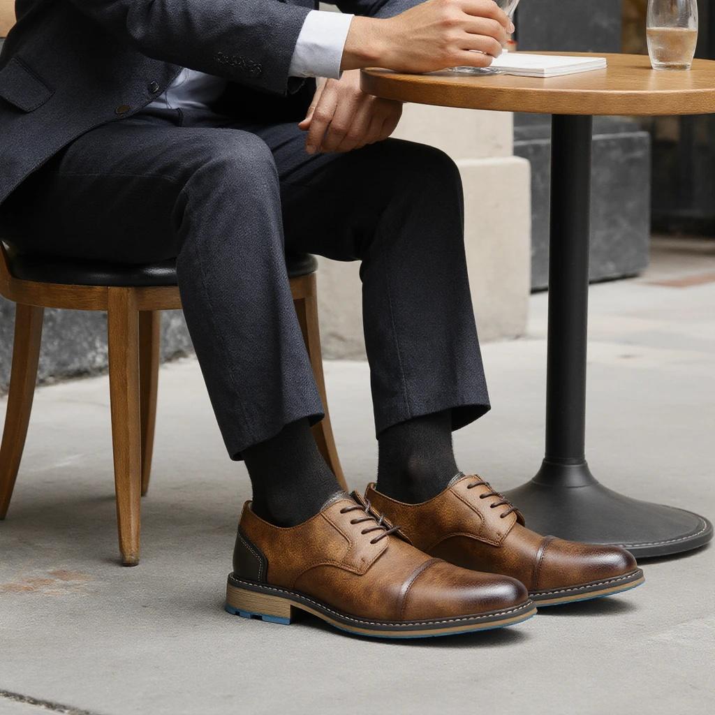 Men Leather Shoes Brand Comfortable 2026 Fashion Men Derby Shoes