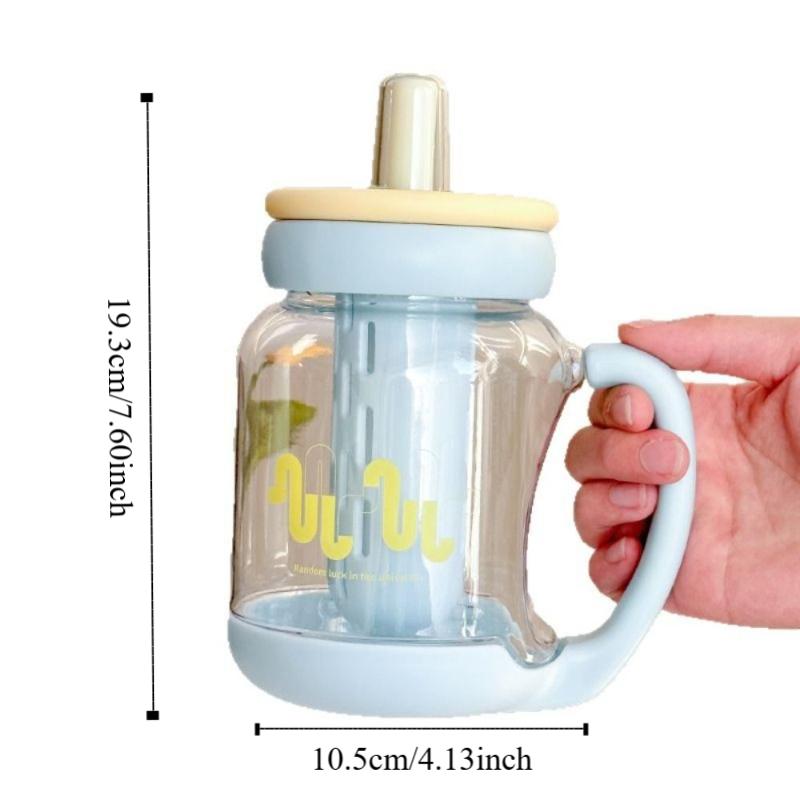Auslaufsicherer Wasser-Trinkbecher mit Strohhalm Transparente Flasche Kaffeebecher Tragbare Trinkflasche Zuhause
