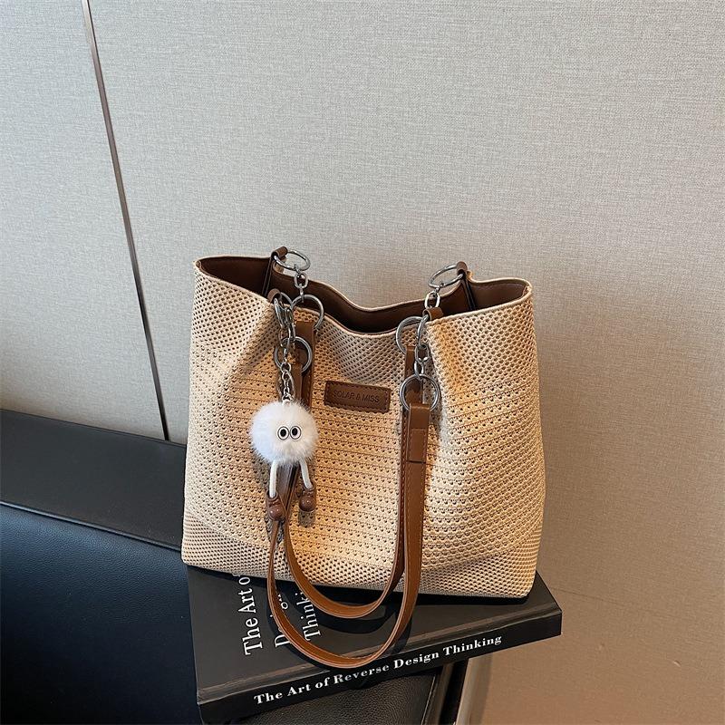 Large capacity knitted woven bag women's summer new versatile shoulder bag seaside vacation beach bag
