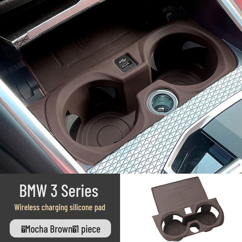Wireless Charging Non-Slip Silicone Cup Holder Mat for BMW 3 & 5 Series (530li, 325li, 330li)
