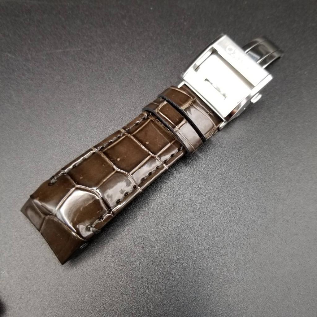 SEIKO Astron crocodile leather for dark with deployment buckle strap, 22mm, SBXB095, SBXB023, 8X82-0AB0 models, brown, L0CK014J9