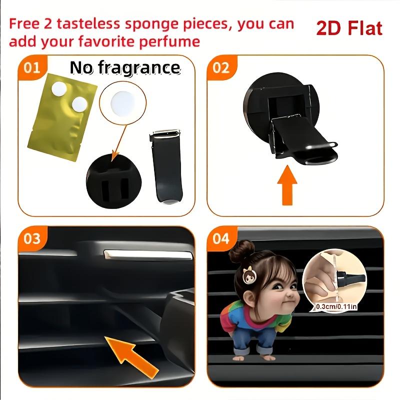 2D Flat Funny Girl Car Vent Clip Decorative Diffuser (fragrance Not Included), Car Interior Decoration, Aromatherapy Clip, Ideal for Holiday Gifts