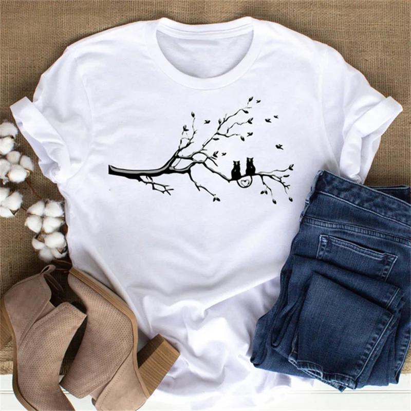 Maycaur Cute Paw Women T Shirt Fashion Cat MOM Printed Woman Tops Harajuku Punk O-neck Top Tee Black Shirt T Female T-shirt