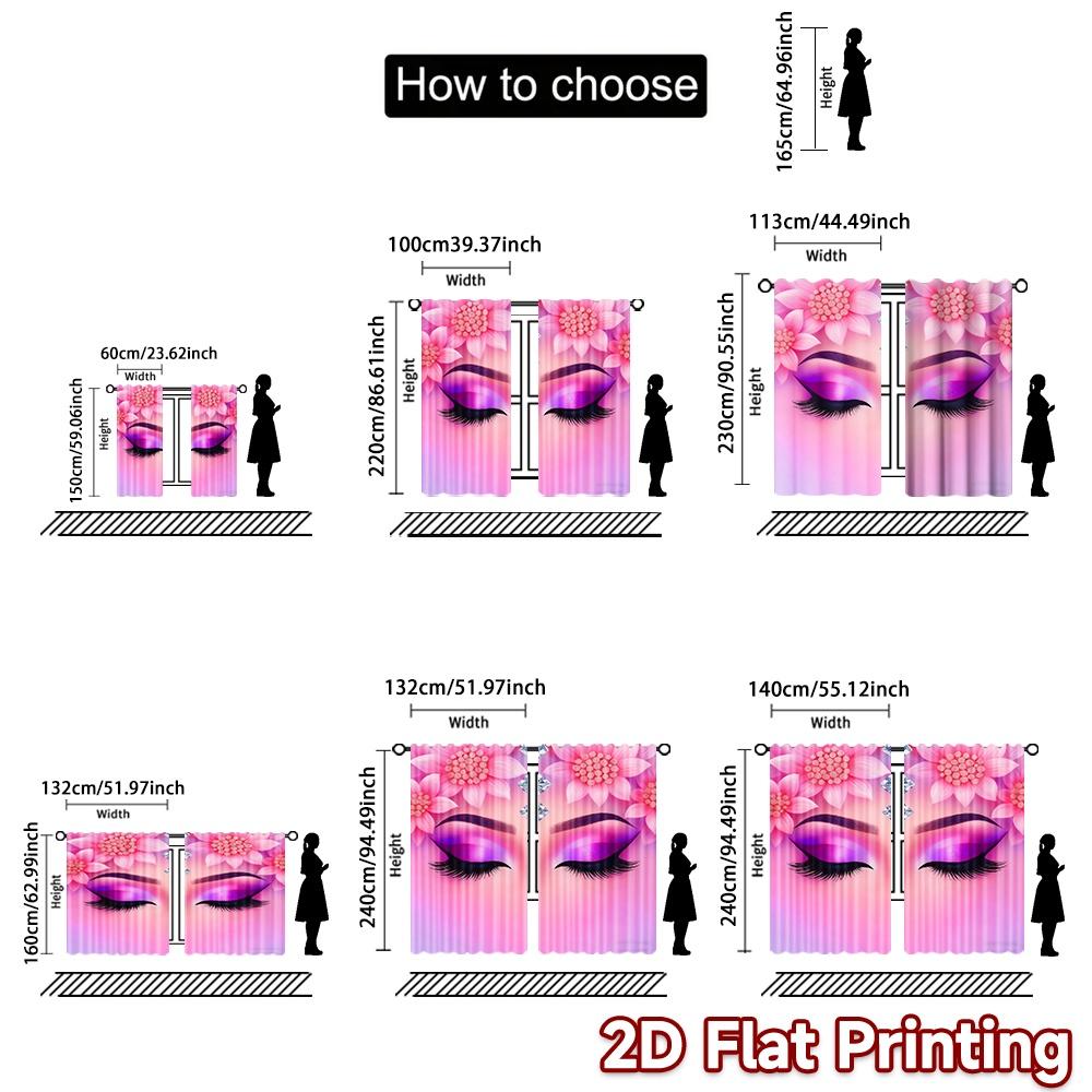 Flat Printing Party Curtain Floral Beauty Glam Digital Printed Polyester Drapes Festive Curtains Use Entryway Room Set Of 2 Made