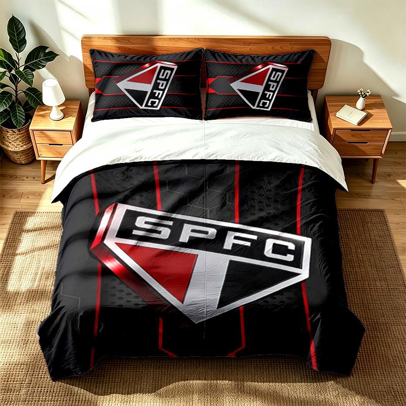 Sao Paulo Futebol Clube (14) 3pc Set Suitable for Master Bedrooms Soft and Comfortable an Ideal Gift for Family and Friends Includes One Duvet Cover a