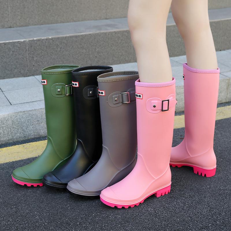 Women's Waterproof Non-Slip Korean Fashion High-Top Rubber Rain Boots