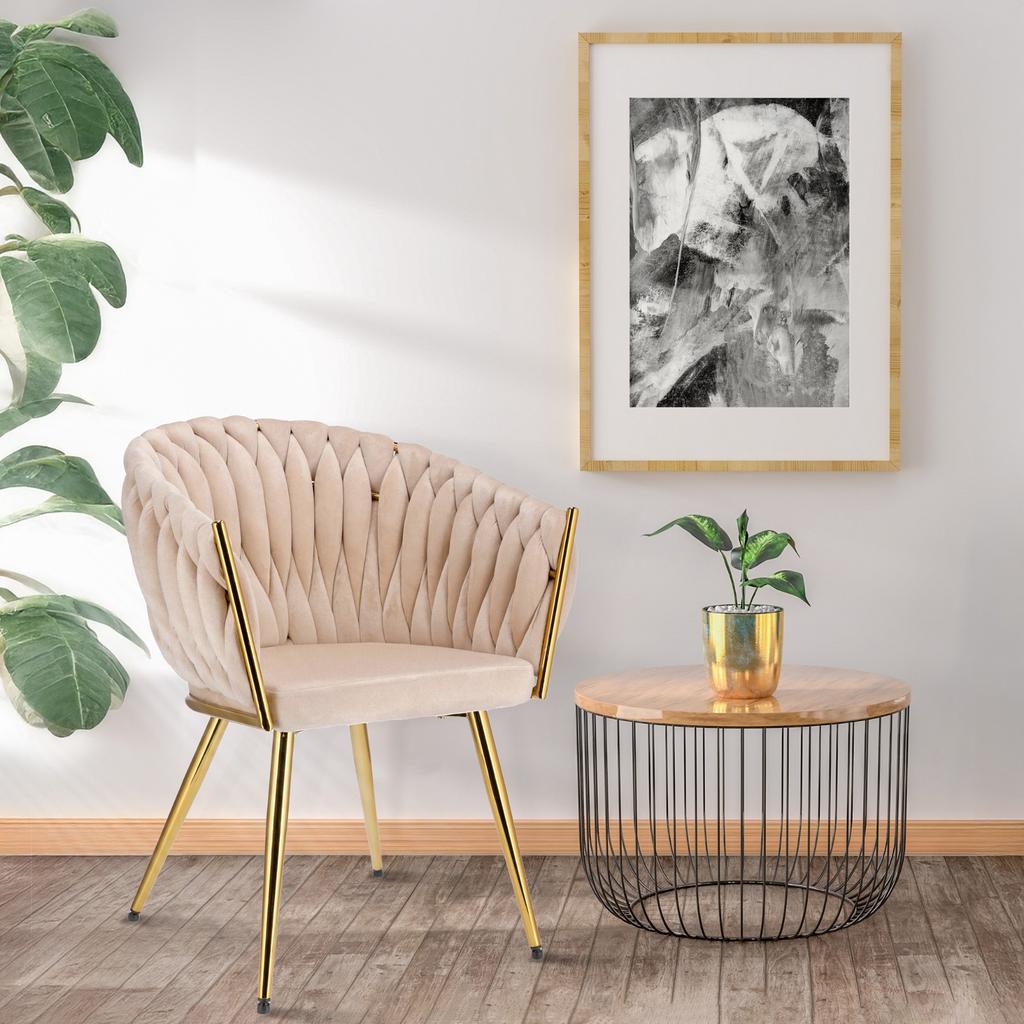 Molto Chair, Beige, Gold Legs