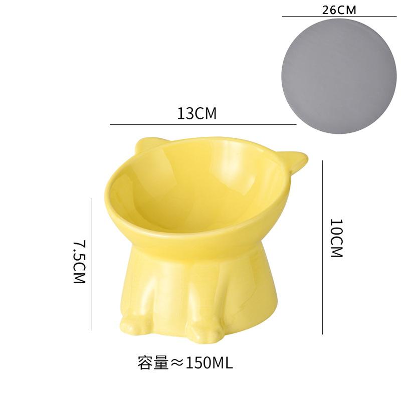 Ceramic Cat Bowl Anti Spill Elevated Cat Food Dish Slanted Design Neck Protection Pet Feeding Bowl