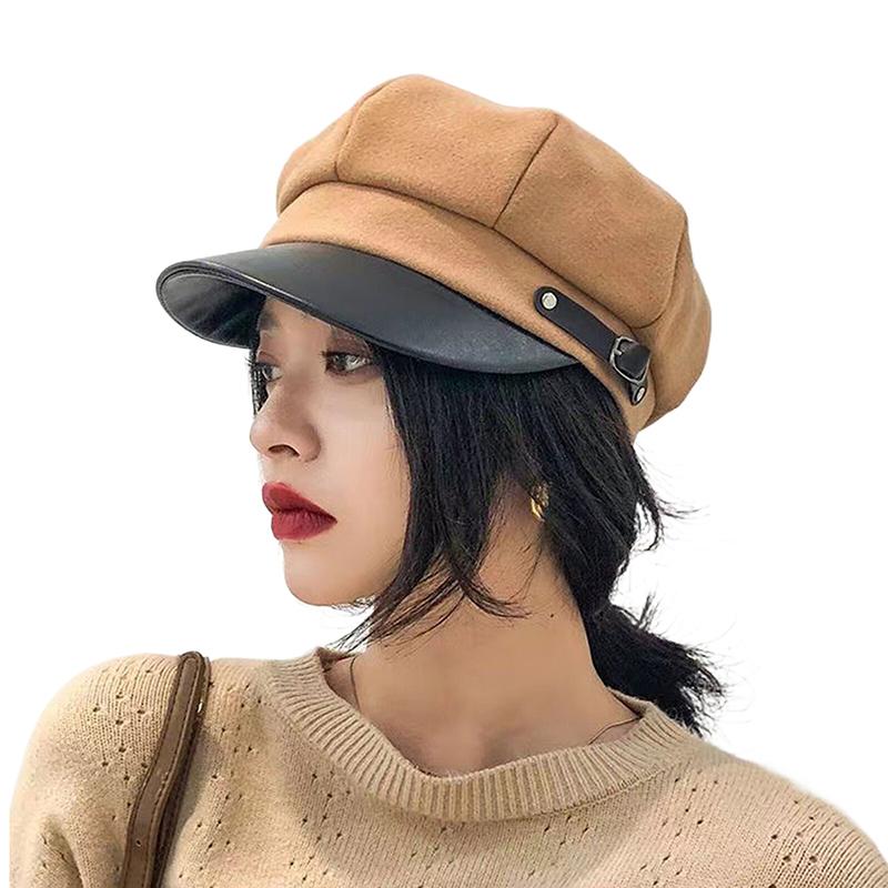 Vintage Beret Newsboy Hat Adjustable Autumn Winter Hat Beret Octagonal Cap Soft Woolen Beret For Women Berets Painter Cap