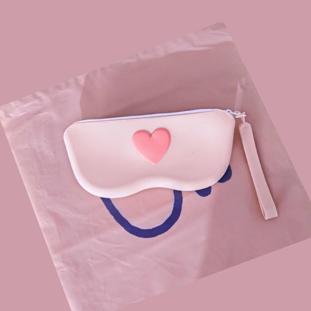 

Love Heart Silicone Glasses Bag with Lanyard Dustproof Sunglasses Storage Bag Multifunctional Waterproof Mini Cosmetic Bag
