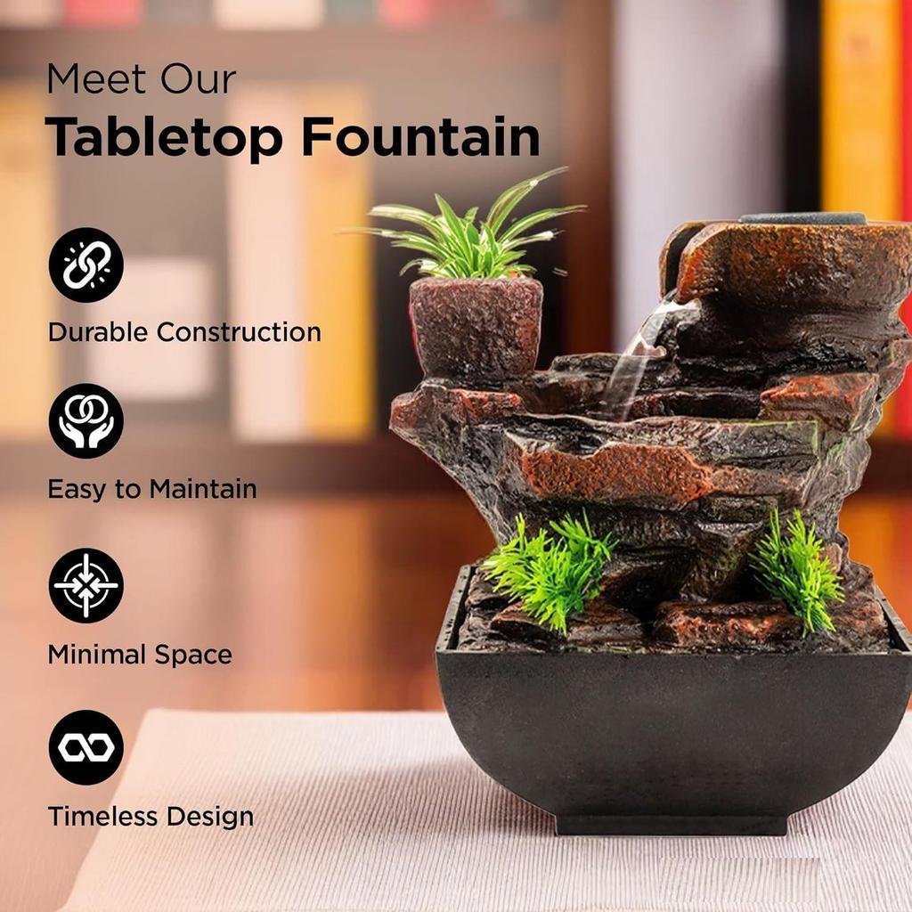 Polyresin Water Fountain for Home Decor Home Decor Items | Water Fountains for Living Room, Office, Reception