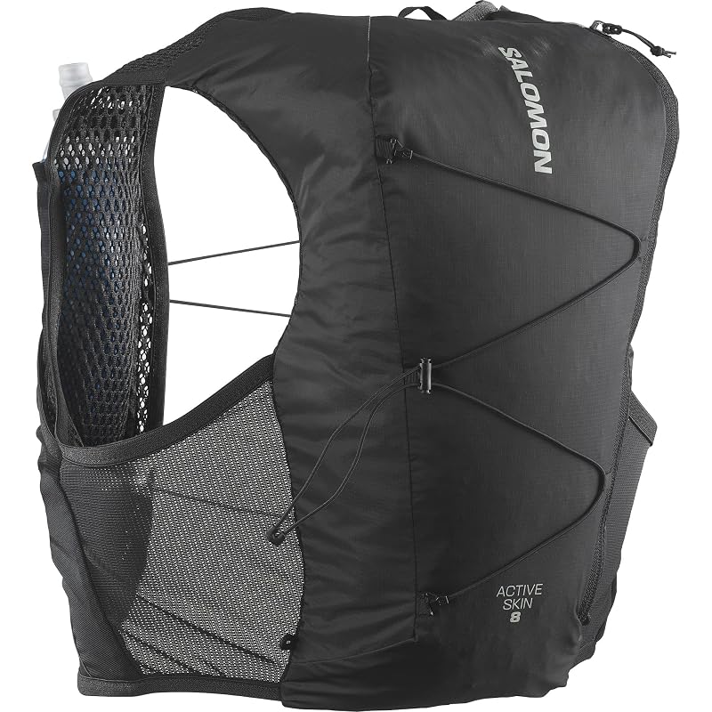 SALOMON ACTIVE SKIN 8 SET Hydration Vest Backpack (Black/Metal, Size S)