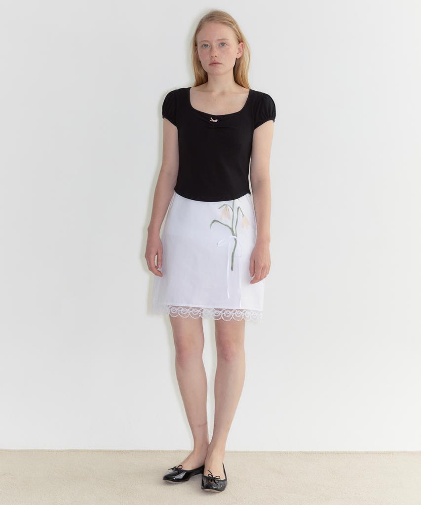SINOON Round Shirring T-Shirt (Black)