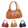 Damen Einfarbige Handtasche Kunstleder Tote Schultertasche Aufbewahrungstasche