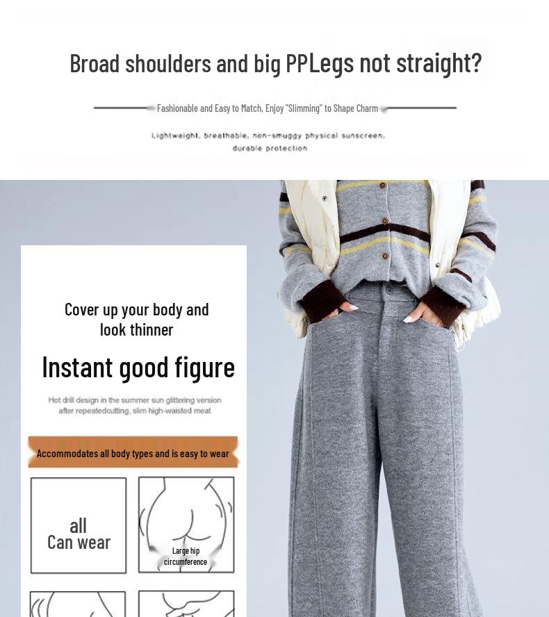 Elegant Minimalist High-Waisted Wool Wide-Leg Pants for Women - Autumn/Winter 2025 Collection