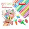 Tulip Rose Macaron Color Fuzzy Wire Encrypted Fur Root Top Knitting Strip Material Package Super Density DIY Flower Bouquet