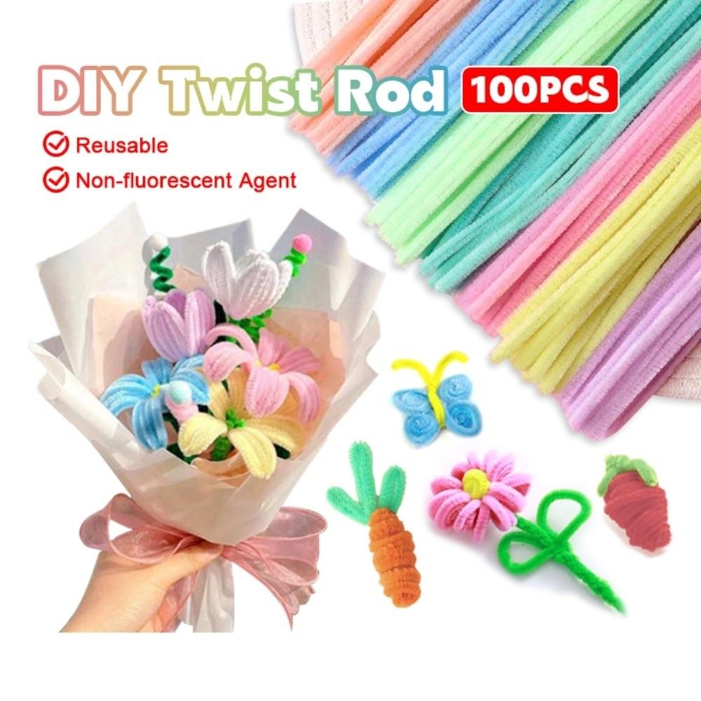 Tulip Rose Macaron Color Fuzzy Wire Encrypted Fur Root Top Knitting Strip Material Package Super Density DIY Flower Bouquet
