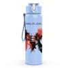 1PC Red winged creature band print 750ml colorful plastic sports water bottle leakproof pop up lid with straw for outdoor work home use
