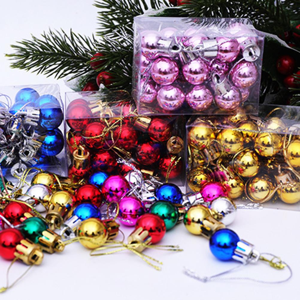 24pcs Miniature Balls Decor Christmas Tree Hanging Pendant Lightweight Festive Nament For Holiday Home Garden Party Decoration