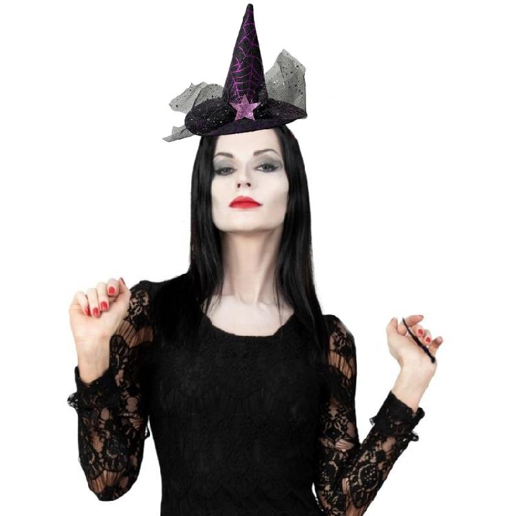 Cute Headband Halloween Specter Sequins Witch Hat Mini Cone Hat Hair Hoop