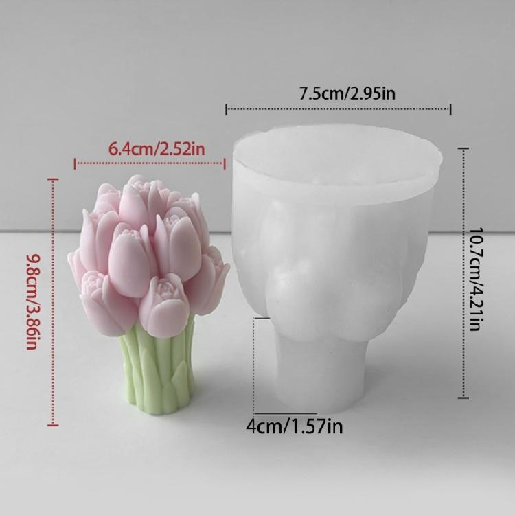 Tulips Bouquets Shape Handmade Crafting Mold Flower Ornament Molds for Statue