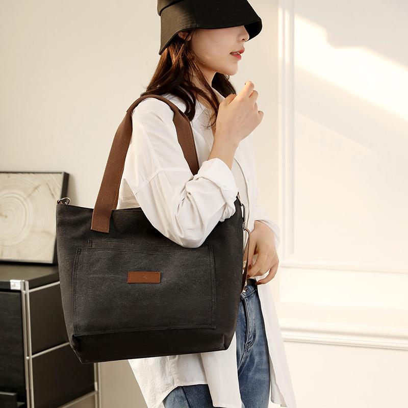 Shoulder Bag Tote Bag Women Solid Color Canvas Bag
