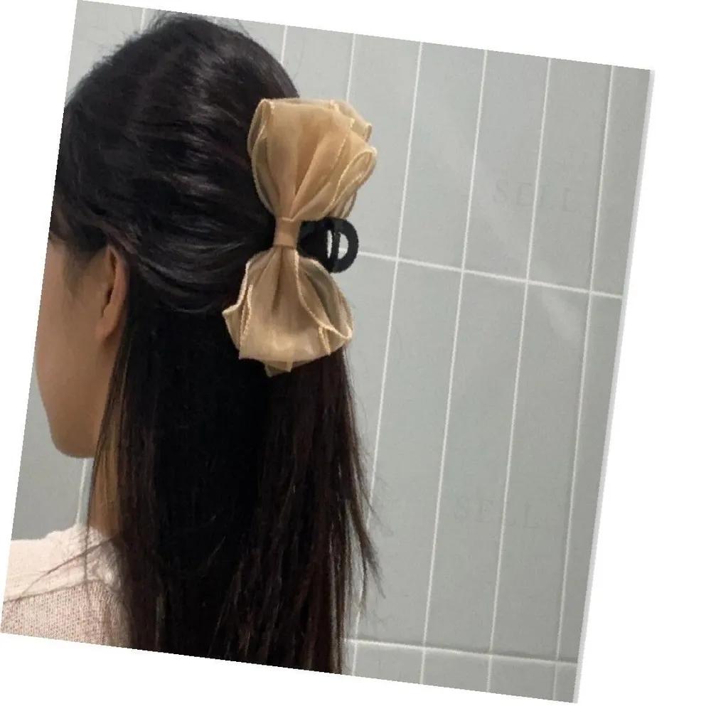 Chiffon large ribbon hair clip beige hair clip materials hair clip large ribbon pin