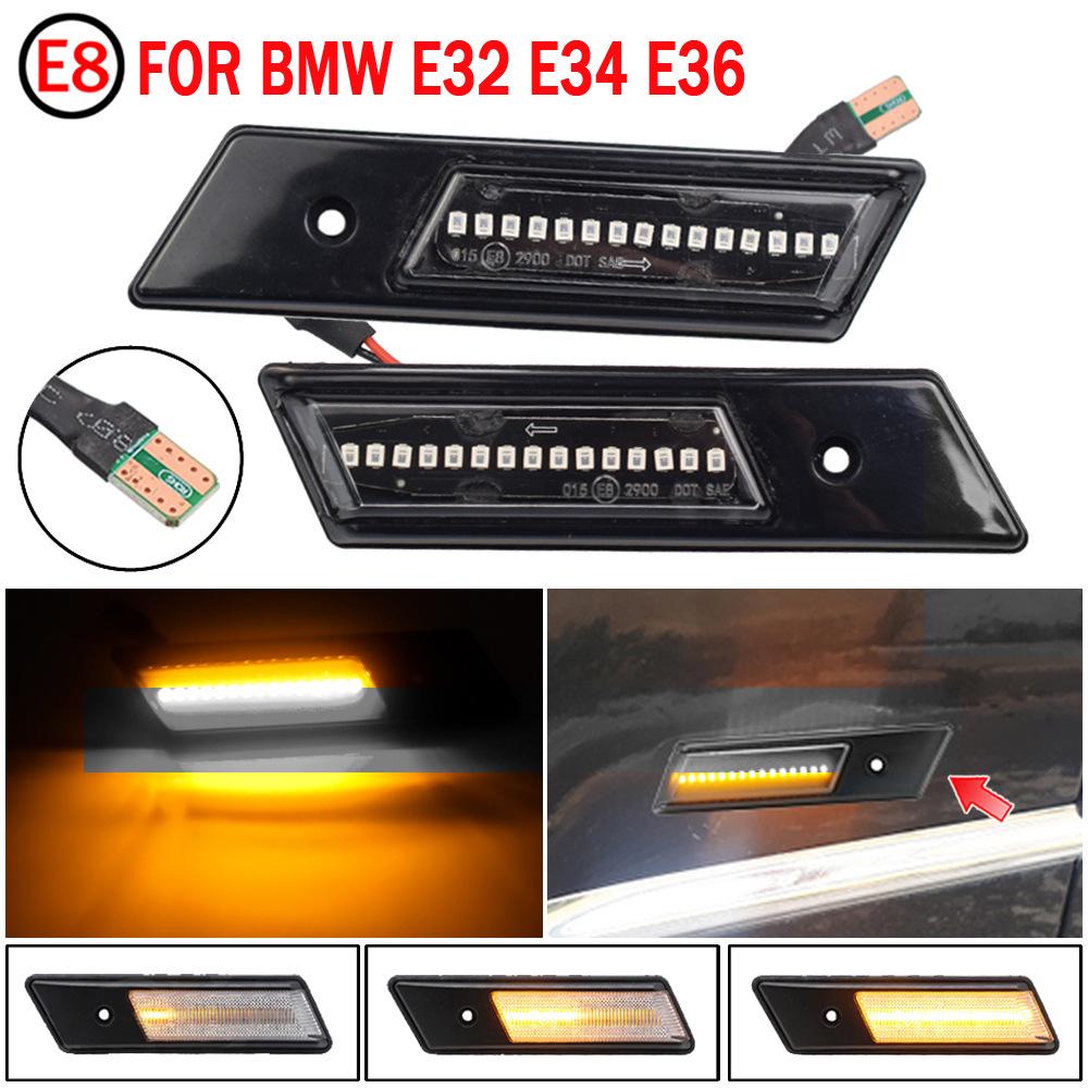2pcs Dynamic Yellow Fender Lights, Compatible with BMW 3/5/7 Series E32, E34, E36 (1990-1996)