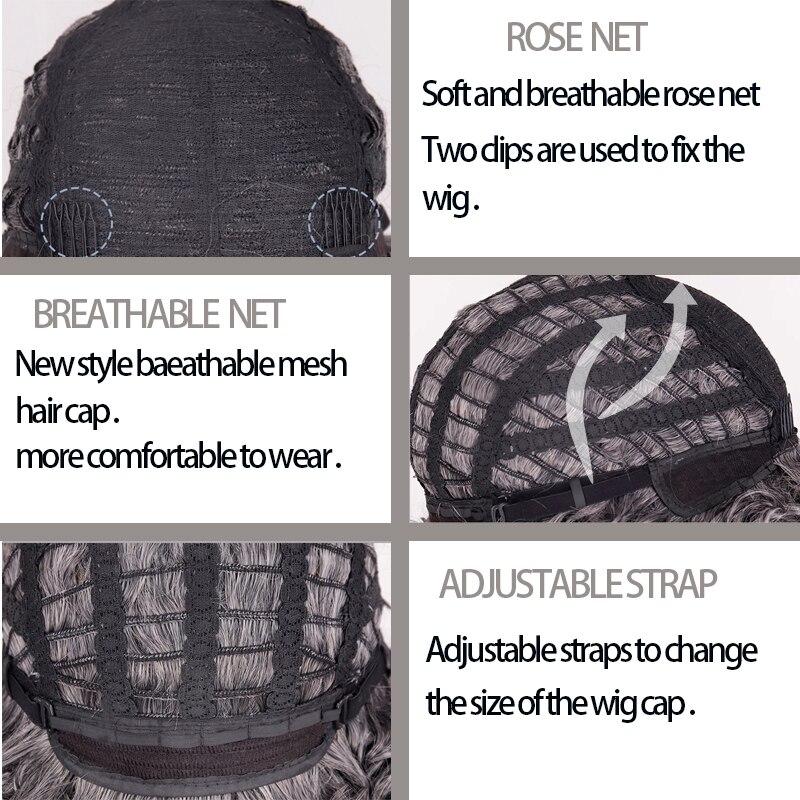 LISI HAIR 14inches Afro Kinky Curly Wig Synthetic Wig With Bangs Mixed Gray Brown and Blonde  Wig for Black Women Daily Wig