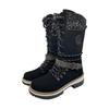 Large Size Medium and High Women's Boots Autumn and Winter New Slope Heel Thick Heel Wool Martin Boots