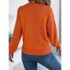 GMXIA Autumn and Winter Casual Solid Color Round-neck Hollowed-out Lantern Sleeve Pullover Sweater Women's Wear