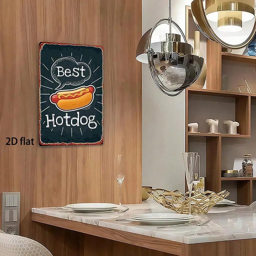 Retro Hotdog Blechschild Vintage Wandkunst Küchen Dekoration Robustes Metall